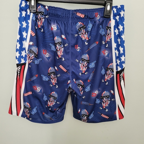 Lacrosse Unlimited Mens USA Number 1 Lacrosse Shorts Medium Patriotic‎ 4th July - Picture 3 of 9